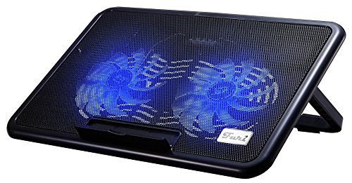 LS Premium Notebook Kühler LS-M2 | Laptop Cooling Pad Ständer| 2x Lüfter / 140mm Fan | mit 2 x USB HUB und blaue LED | 10"-15" Zoll