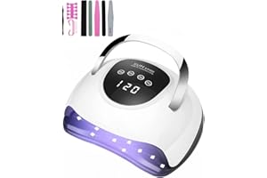 iBigLY Lampara LED Uñas 220W Profesional Secador de Uñas LED UV Lampara Uñas Gel Semipermanentes Maquina Uñas Luz UV Nail Lamp con Sensor Automatico,4 Temporizadores para Manicura y Pedicura