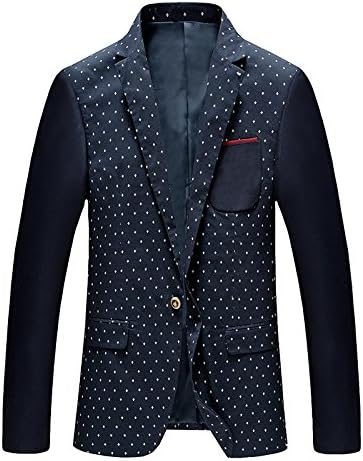 Suits Are Men'S Business Casual Men'S Casual Suit Jacket Dot Single Western Suit Navy Blue 170/88A (46)
