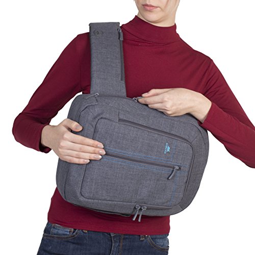 RIVACASE Tasche für Notebook bis 13.1“ – Leichte Umhängetasche mit gepolsterten Seiten und weichen Schultergurt – Grau - 10