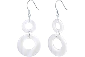 MicLee Fashion Damen Weiße Muschel Ohrringe Ohrhänger 925 Sterling Silber Mädchen Runde Ohrringe Elegante Fischhaken Ohrschmuck