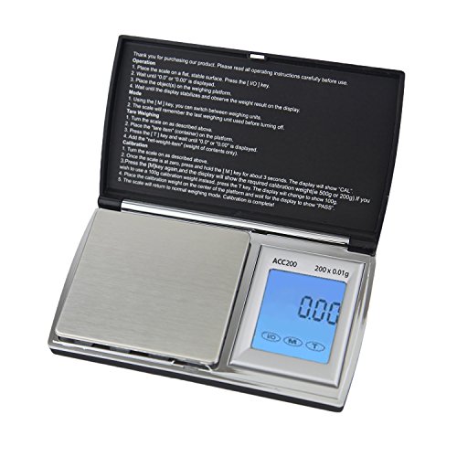 Smart Weigh ACC200 - Báscula de bolsillo y precisión (con pantalla táctil), color Negro