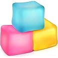 1Pc Ice Cube Squishy | Ice Cube Fidget Toy | Ice Cube Sensory Ball Stress Toy | Stress Relief Cube Sensory Toy For Adults, Squeeze Toys (Blue Pink and Yellow)