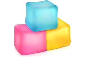 ENYOLIDIMK 1Pc Ice Cube Squishy | Ice Cube Fidget Toy | Ice Cube Sensory Ball Stress Toy | Stress Relief Cube Sensory Toy For Adults, Squeeze Toys (The colors are random, not just blue, pink and yellow)