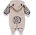 Baby Kid Toddler Girl Boy Unisex Winter Autumn One Piece Cotton Romper Warm Coverall Clothes Thick Outwear Cute Outfits Hooded Coat Jumpsuit Playsuit Catsuit Beige 3-9M Size 80