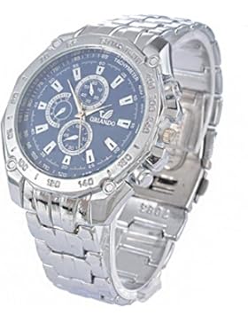 Souarts Herren Blau Silberfarbe Armbanduhr Quartz Analog mit Batterie