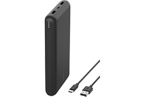 Belkin Batterie externe USB-C 20000mAh (power bank puissance de 20K, entrée et sortie USB-C, 2 ports USB-A, câble USB-C vers USB-A fourni, pour iPhone, Galaxy, Pixel, iPad, AirPods, etc.) - Noir