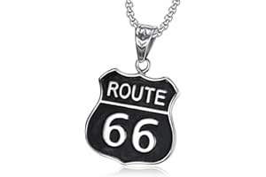 BOBIJOO JEWELRY - Pendentif Blason Homme Biker Triker Route 66 USA Road Trip Acier 316L Noir Chaîne