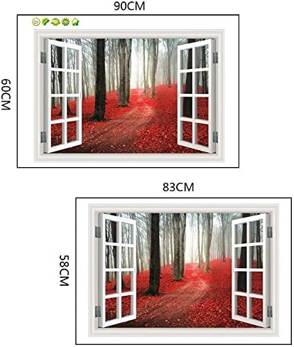 Window Series Natural Scenry Pattern 3D Wall Stickers Wall Decals Wallpaper Removable Wall Decor Decorative for boys and girls' bedroom living room decorating 60*90cm(1 set of 3)