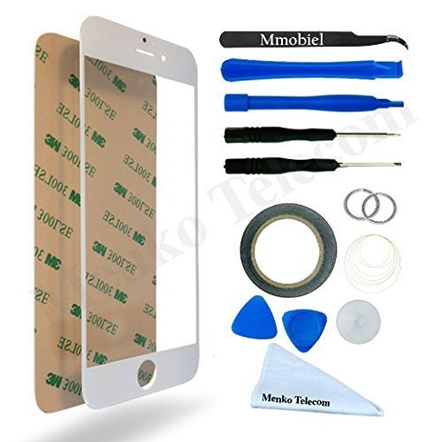 Front Glass for iPhone 6 / 6S White Display Touchscreen incl 12 pcs Tool Kit / Pre-cut Sticker / Tweezers/ Roll of 2mm Adhesive Tape / Suction Cup / Metal Wire / Microfiber cleaning cloth / Manual MMOBIEL