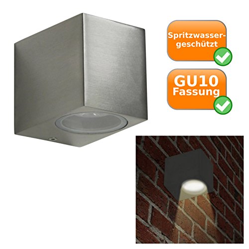 Preisvergleich Produktbild Außenwandleuchte, gebürstetes Edelstahl-Glas, Licht nach unten gerichtet, Energieeffizienzklasse A