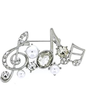 Brooches Store Notenschlüssel Musik Note &&Brosche Emaille Glaskristall