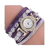 Damen Armbanduhr Einfach Stil Analoge Quary Uhr mit Batterie Frauen Fashion Casual AnalogQuartz Frauen Strass Uhr Armbanduhr Geschenk (violett)