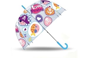 Kid Licensing Paraguas Transparente Campana 19'' Manual Pirates, Juventud Unisex, Multicolor, Talla Única