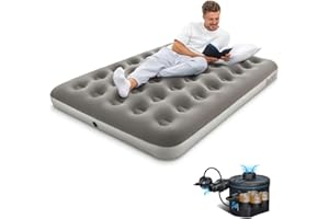 Bestway Premium Camping Double Airbed with Cordless Battery Pump, Double Flocked Inflatable Bed Portable, Air Mattress, Outdoor Camping Air Be