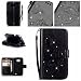 Produktbild Jepson Samsung Galaxy S2 GT-I9100 Hülle, Leadertasche Premium Lederhülle Flip Case im Bookstyle Folio Cover Kartenfächer Magnetverschluss und Standfunktion Leder Schale Etui für Handytasche Schutzhülle Prägung Strass Bling Schmetterling Muster.
