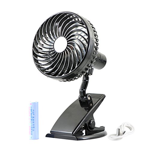 Qumox Tragbare Mini-Ventilator Clip 3,5-Zoll-USB-3 Speed Lüfter schwarz Für Laptop Tisch Workout Baby Kinderwagen Auto Camping Home Office - 2