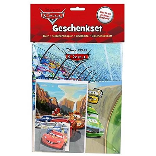 Disney Cars - Geschenkset: Buch, Geschenkpapier, Grußkarte, Geschenketikett