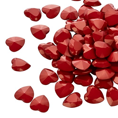 100 Herzen mit 12 mm Durchmesser - Tischdekoration für Hochzeit und Verlobung (Rot)