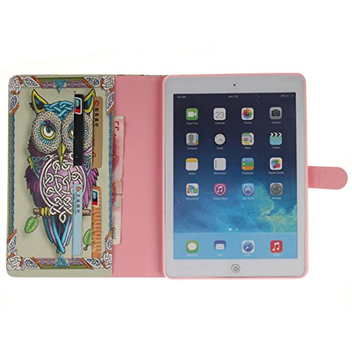 iPad mini 3 Lederhülle – Felfy Slim Full Body Niedlichen Cartoon Gelbe Eule Muster PU Case Cover Etui Schutz Hülle Tasche für Apple ipad mini 3 mini 2 mini 1 + 1x Eule Anti Stöpsel + 1x Gold Stylus - 6