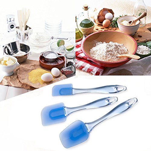 Itian 3 Stück Silikon Spatel, Haltbar, Weich und Hitzebeständig, Küche Gadget und Backwerkzeuge (Blau) - 7