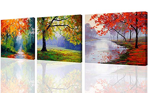 Nuolan Art - Framed Ready to Hang 3 Panels Modern Landscape Canvas Print Wall Art - UK-P3L3040-005 by Nuolan Art
