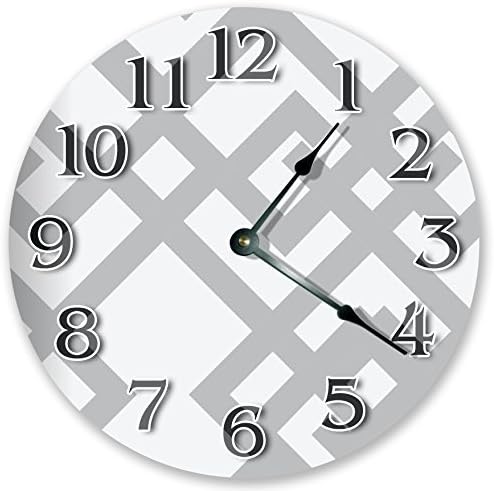 NVBFH43545 Gray Criss Cross Art Wooden Wall Clock Silent Modern Wall Clock for Living Room Bedrooms Children Rooms Wall Art 12x12 in