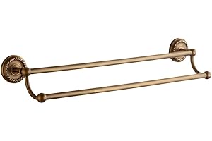 Weare Home Toallero Doble de Cobre, latón, Amarillo, Bronce, Retro, Vintage, Montaje de Pared, extrafuerte