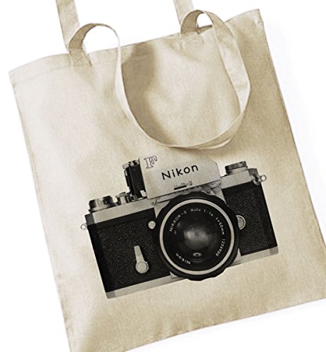 Preisvergleich Produktbild Nikon Model F Kamera / Stoffbeutel Jutebeutel Tote Bag / BEIGE