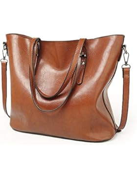 VECHOO Damen Handtasche Premium Leder Umhängetasche Vintage Schultertasche große Tote Shopper Taschen Henkeltasche