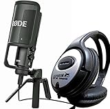 + KEEPDRUM Stereo-Kopfhörer Rode NT-USB Kondensator USB Mikrofon mit Tischstativ und Popschutz + KEEPDRUM Kopfhörer GRATIS