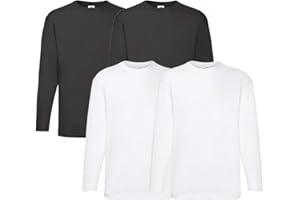 Fruit of the Loom Lot de 4 T-shirts à manches longues M L XL XXL Plusieurs ensembles au choix