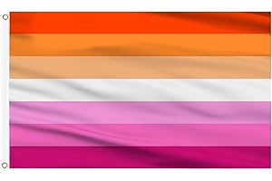AhfuLife Lesbian Flaggen 90 x 150 cm, 1 Stück Lesbian Flagge LGBTQ Flagge, The Gay Flag Lesbische Pride Flag Leuchtenden Farben mit Messing-Ösen für Pride Day Paraden LGBTQ Party Bar Dekoration