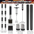 grilljoy Grillbesteck Set, 25er Edelstahl Grillzubehör mit hitzebeständigem Griff im Etui – Bild 3