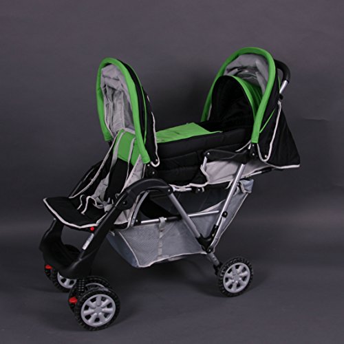 Exclusive Tandem - Twin Pram green - BambinoWorld