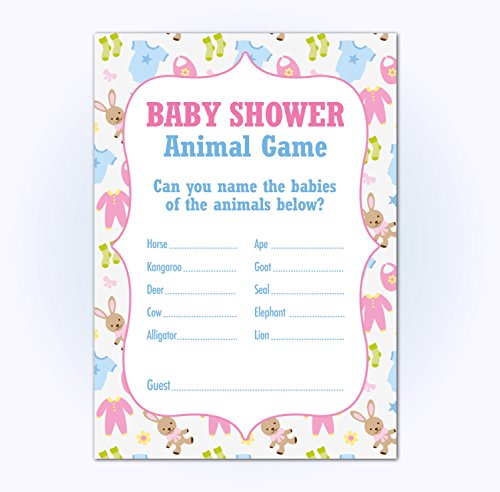 Baby Shower Baby Animal Name Game, Pack of 16, Multi Coloured, Boys / Girls
