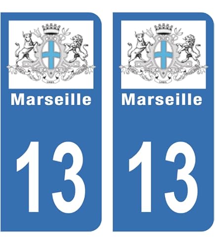 Adesivi Per Targa Auto Regione SUD - Bocche Del Rodano (13) - Set Da 2 - Prodotto Francese