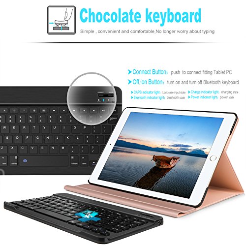IVSO iPad Pro 10.5 QWERTZ Tastatur, Abnehmbare Wireless Bluetooth Tastatur Schutzhülle mit Standfunction Für Apple iPad Pro 10.5 Tablet, Rosegold - 2