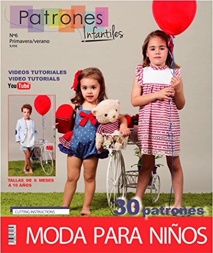 'Rivista cartamodello da cucito per bambini, n. 6. Moda primavera-verano, 30 modelli di Cartamodello con tutoriales en video, YouTube, "Ragazza, bambino, neonato Sewing Instructions in english.