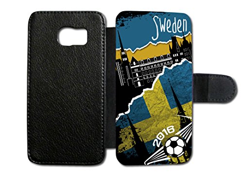 Samsung Galaxy EM 2016 Schweden Fussball Fahne Flip Tasche Hülle Case Cover Schutz Handy S8 Plus