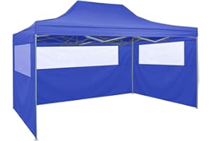 Festnight Gazebo Professionale Pieghevole con 4 Pareti Gazebo 3x4m Impermeabile Protezione UV Tenda Giardino Sagre Eventi Mercati Esterno Tendone per Feste Colore Antracite/Blu