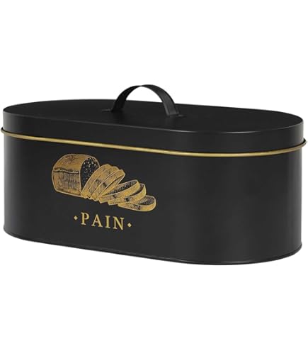 Herzberg, HG04401, Boîte à pain élégante avec 4 boîtes de rangement, design moderne, idéale pour la cuisine, pratique et fonctionnelle, taille : standard, couleur : noir