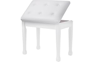 FILISITE Piano Bench with Waterproof Padded Cushion, Makeup Stools for Vanity, Bench for Living Room/Bedroom XJ580-2 (White)