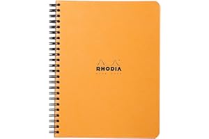 ‎RHODIA Rhodia 193448C - Notebook mit Spiralbindung, DIN A5+, 16 x 21cm, 80 Blatt, Dot-Lineatur 80g, ideal für Meetings und Notizen, 1 Stück, Orange