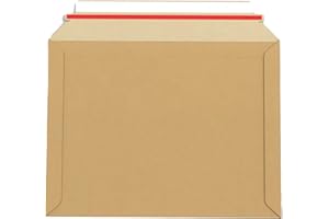 Lempac Rigid Board Mailer with Peel & Seal Strips 100 Pack - Heavy-Duty 400GSM Manila Card Envelopes for Secure Document Shipping with Easy-Open Red Tear Strip for Business & Office - 180mm x 235mm