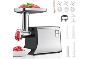 Tnamdan Picadora de carne eléctrica de 3000 W con 3 cuchillas, 3 placas de picado, inversión automática y 3 ajustes de tamaño, para picar carne, hacer salchichas y kibbe, para uso doméstico