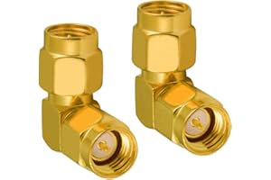 Vecys Adattatore SMA Adattatore Maschio a Maschio SMA ad Angolo Retto 90 Gradi Adattatore Antenne SMA 4G LTE Adattatore Coassiale RF Jack 2G 3G 4G Antenne Router Wifi Wireless WLAN Network (2 pcs)