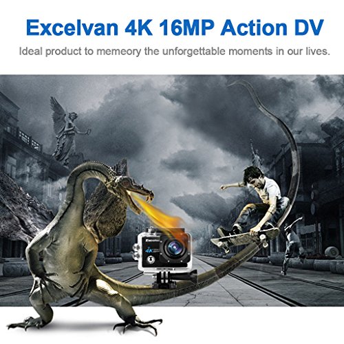 Excelvan Q8 Action Cam 2,0 " WiFi 30M Wasserdicht Sportkamera Actionkamera Full Color HD LCD-Display 4K 30FPS 16MP 170 ° Weitwinkel Linse 180°drehbar Zeitraffer Zeitlupe Action DV Sport Kamera für Android / IOS – Bild 9