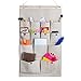 Highdas Linen/Cotton Fabric 13 Pockets Wall Door Closet Hanging Storage bag organizer,White Polka Dots/Navy Stripe (White polka dots)