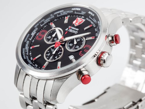 DETOMASO Men's Aurino Quartz Watch with Black Dial Analogue Display and Silver Stainless Steel Bracelet DT1061-E